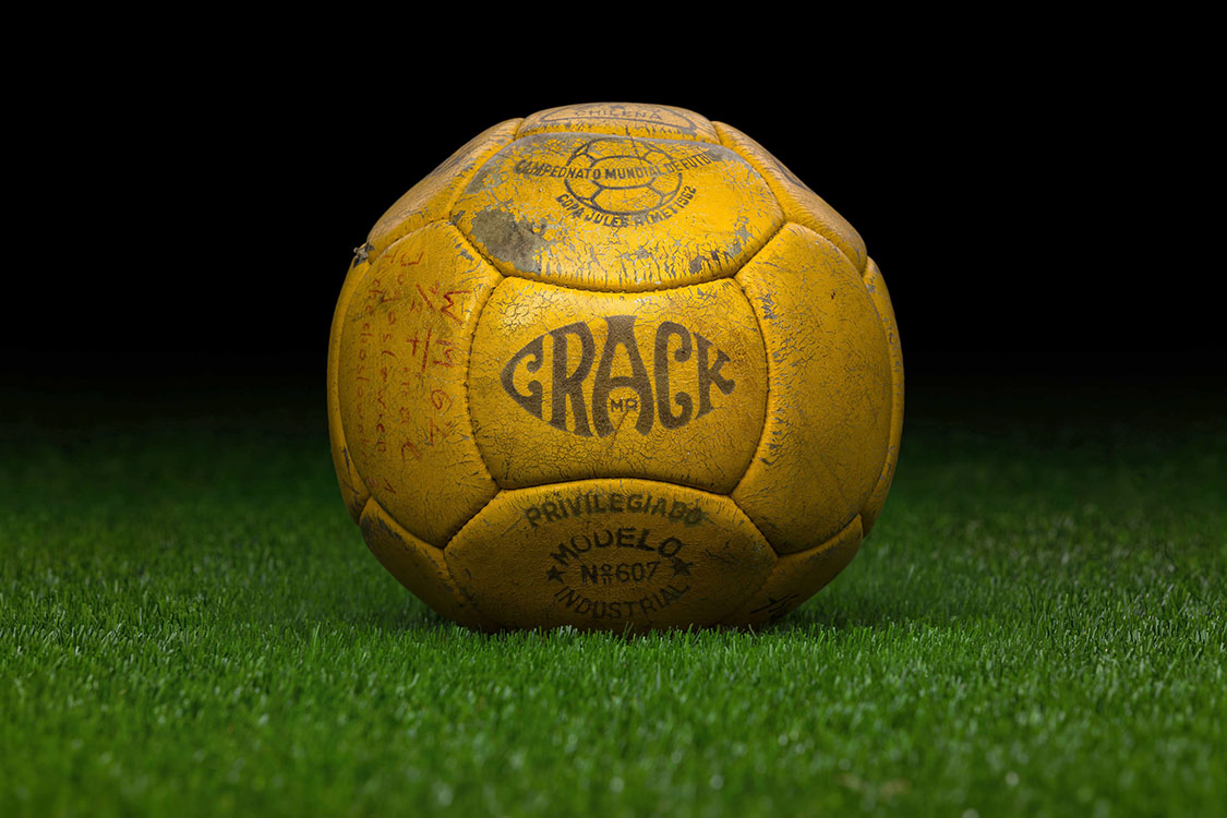 Photo of the official match-ball for FIFA World Cup in Chile 1962